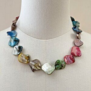 Athens Protasis Mother of Pearl Necklace Colorful Handmade 19" Greek Islands